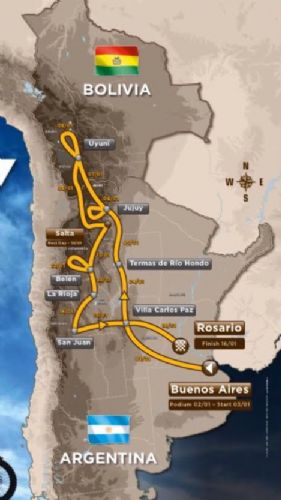 El recorrido modificado del Dakar 2016 Argentina - Bolivia