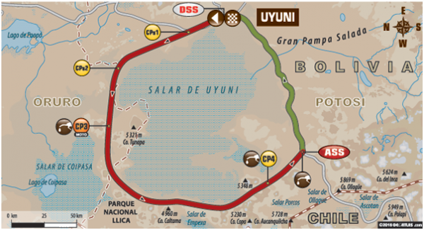 Dakar 2016: Zona de Espectadores para la Etapa Uyuni - Uyuni para Autos, Motos, Quads y Camiones